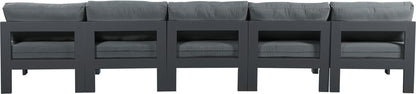 Nizuc - Outdoor Patio 5 Seat Modular Armless Sofa With Gray Frame