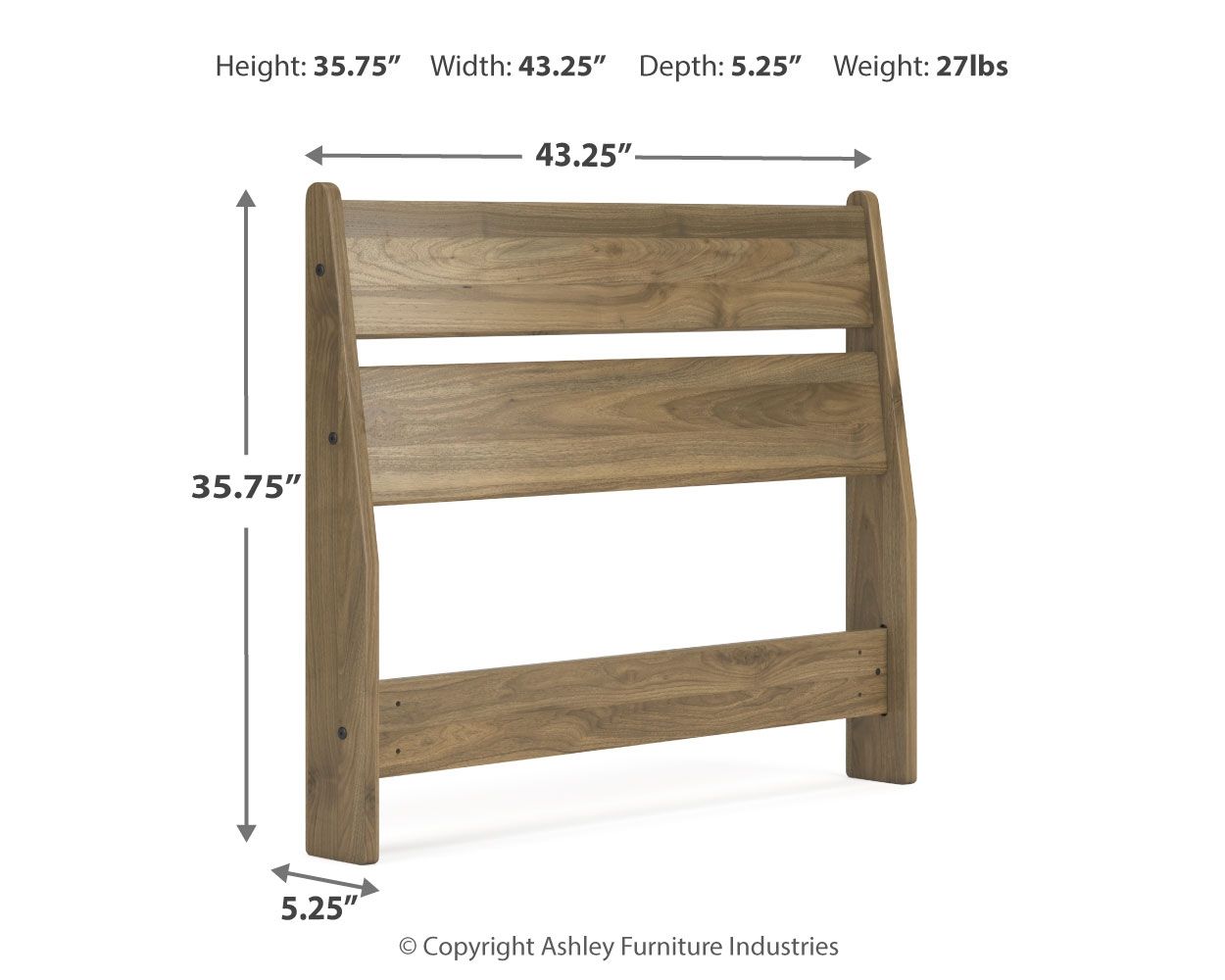 Deanlow - Twin Panel Headboard - Honey