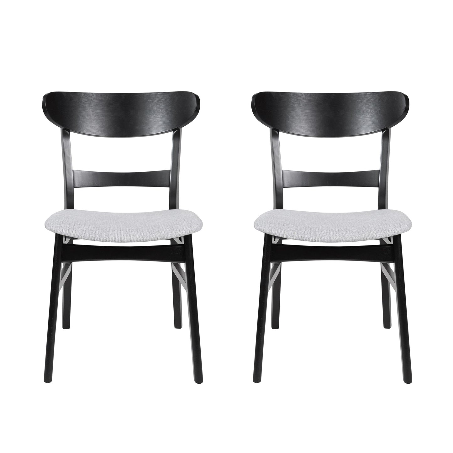 Dining Chairs With Upholstered Seat (Set of 2) - Black / Light Beige
