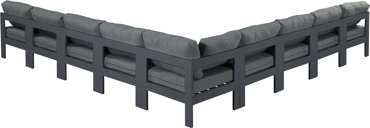 Nizuc - Outdoor Patio 9 Piece Modular Sectional With Gray Frame