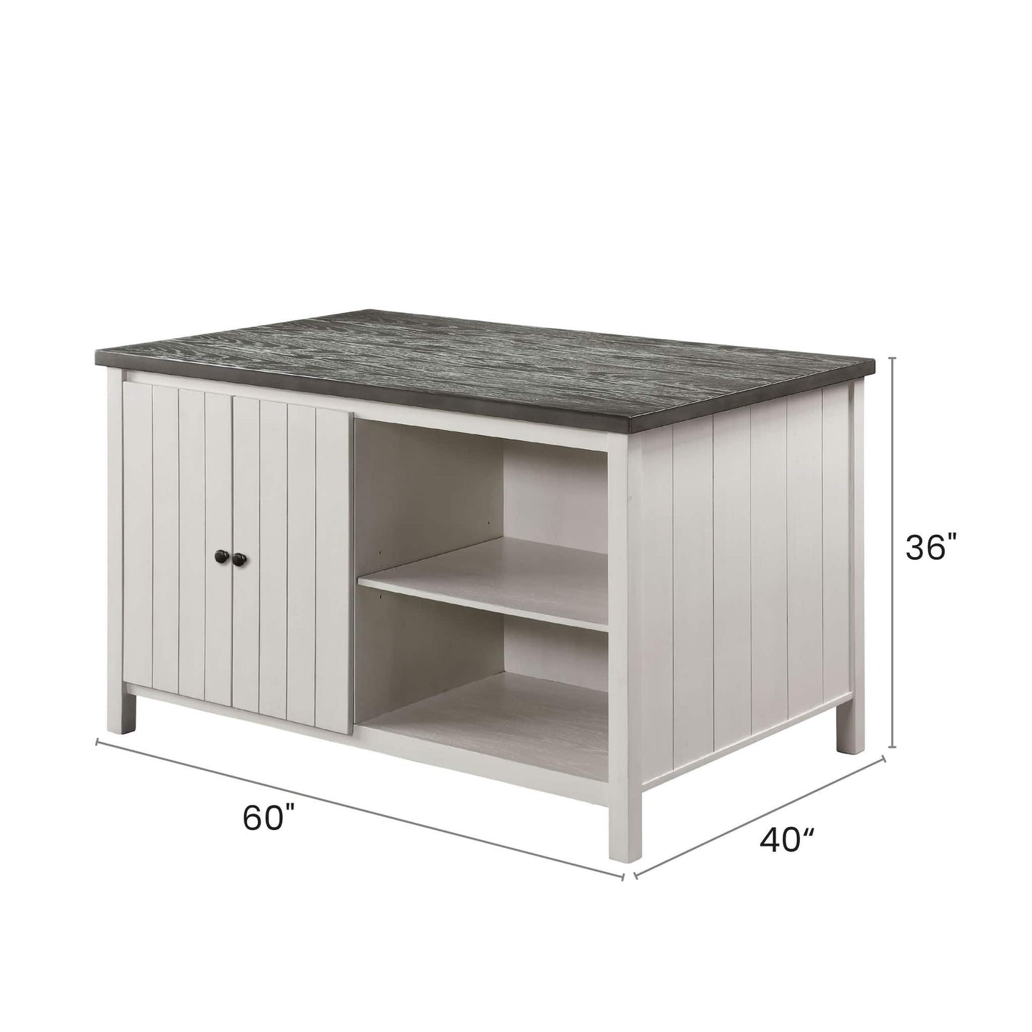 Counter Height Dining Table With Storage Cabinet Base - Dark Gray / Off White / Off White / Gray