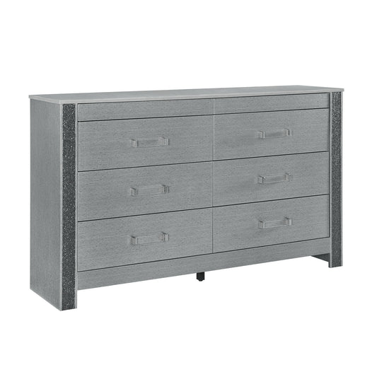 Lorenzo - Dresser With Hidden Jewelry Compartment And Bar Handles In - Silver