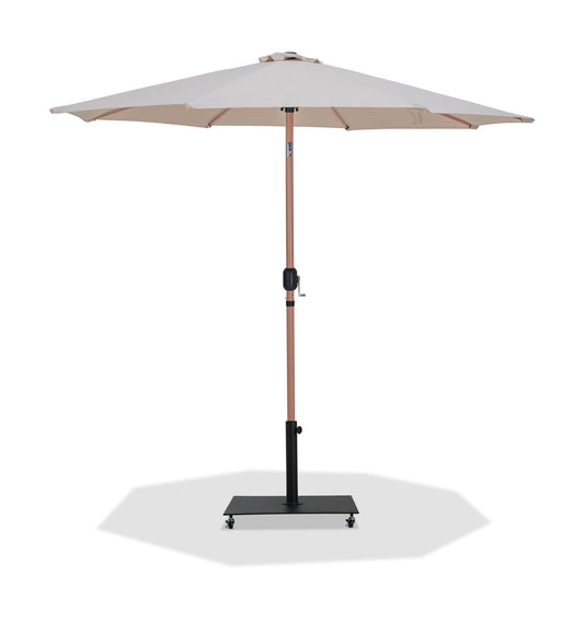 Fiji - Aluminum Patio Umbrella With Square Black And Teak Base