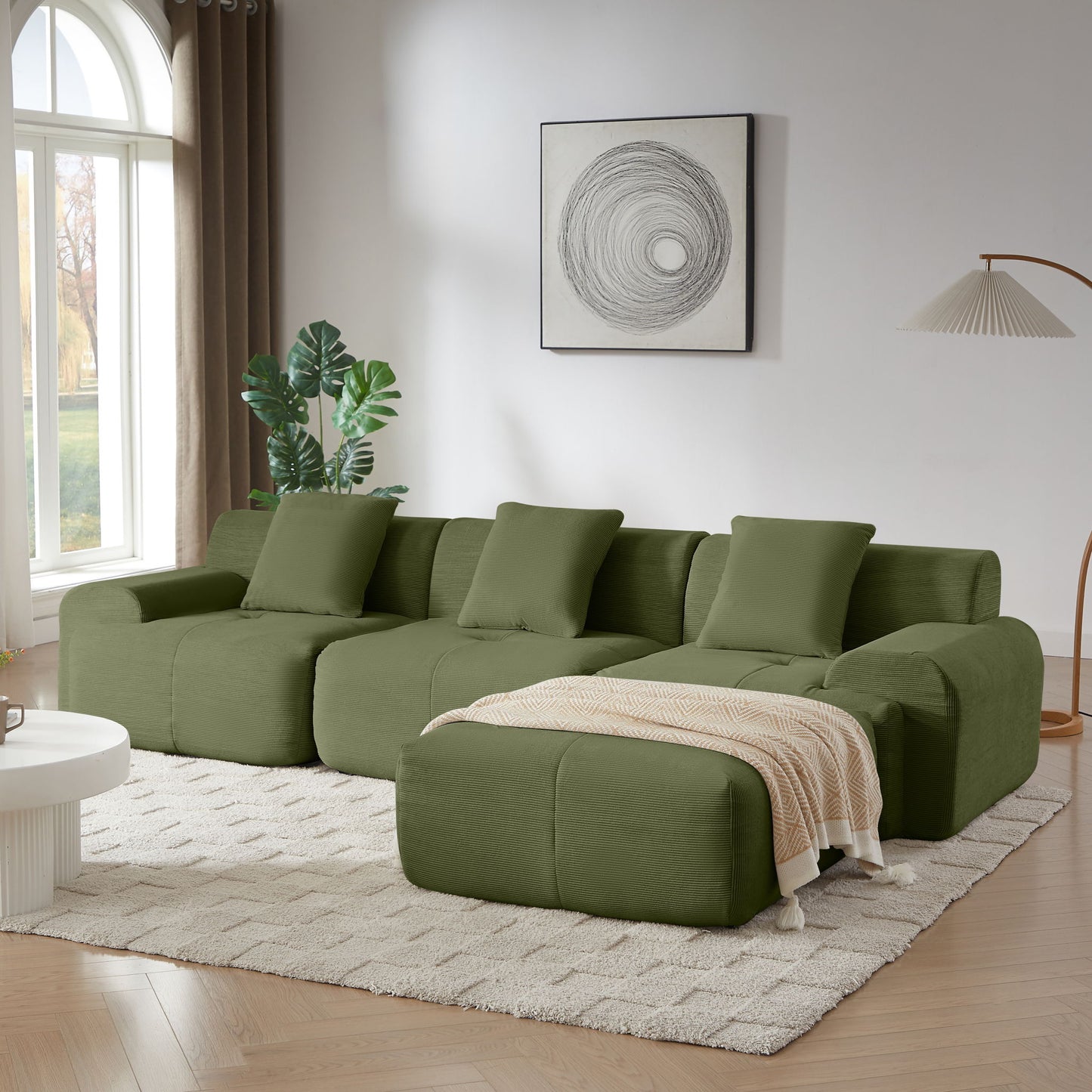 L Shaped Modular Sectional Sofa And Movable Ottoman
