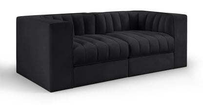 Rummi - Velvet Performance Fabric Upholstered 2 Piece Modular Loveseat