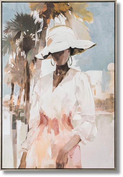 Golden Breeze Muse - 36" x 25" Framed Wall Art