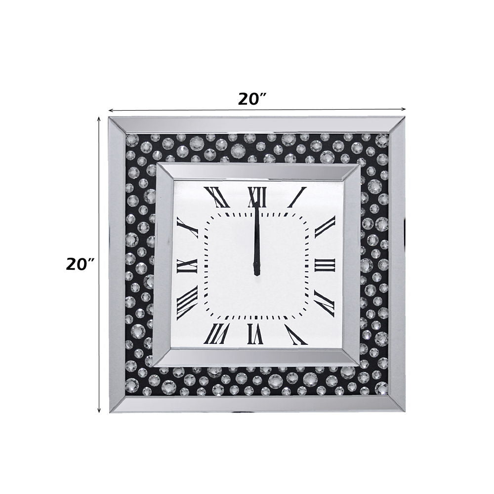 Nysa - Wall Clock - Mirrored & Faux Crystals