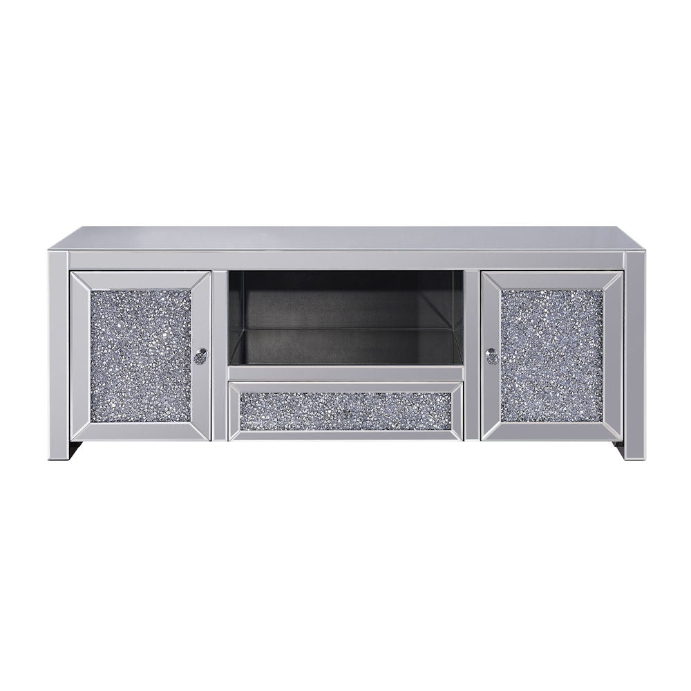Noralie - TV Stand - Mirrored & Faux Diamonds