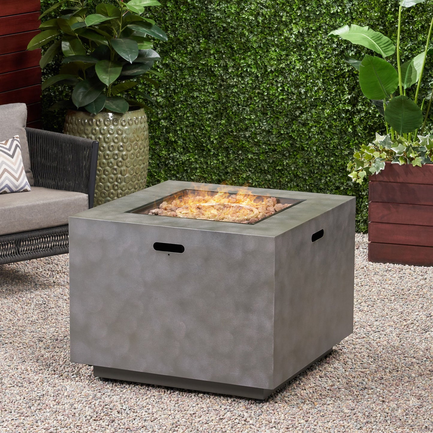 Outdoor Patio Gas Burning Fire Pit Table 50, 000 Btu, Square