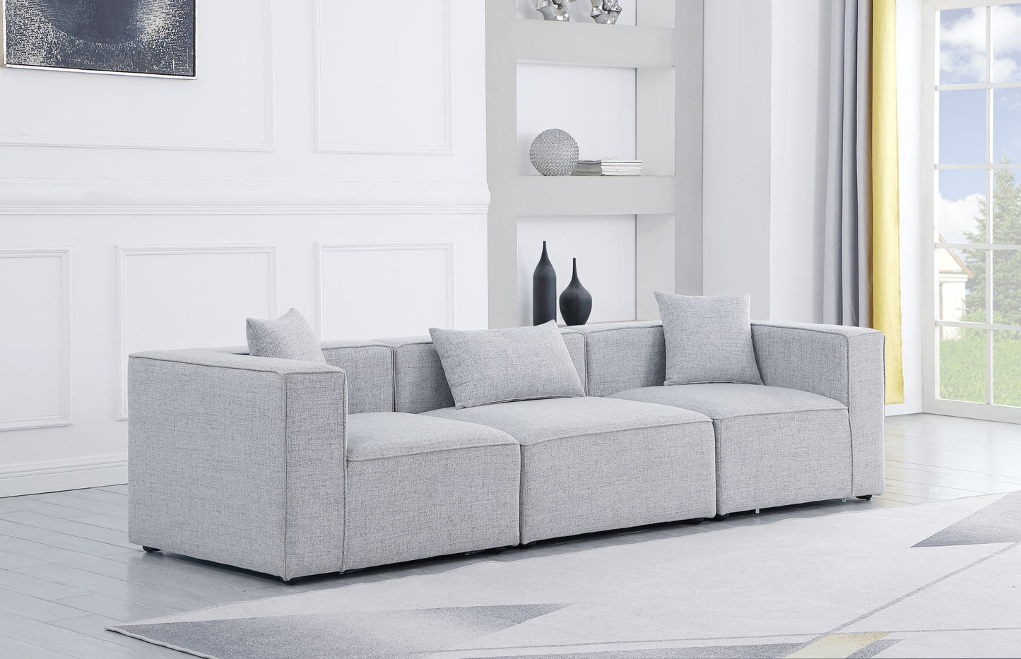 Cube - Linen Modular 3 Seat Sofa