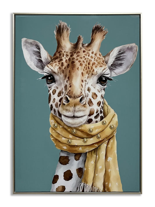 Playful Giraffe Portrait - 21" x 29" Framed Wall Art