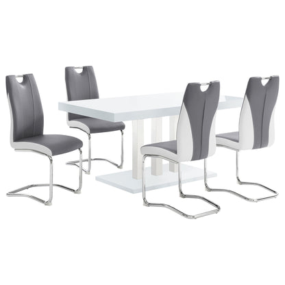 Creston - 5 Piece Dining Set With Upholstered Chairs - Gloss White