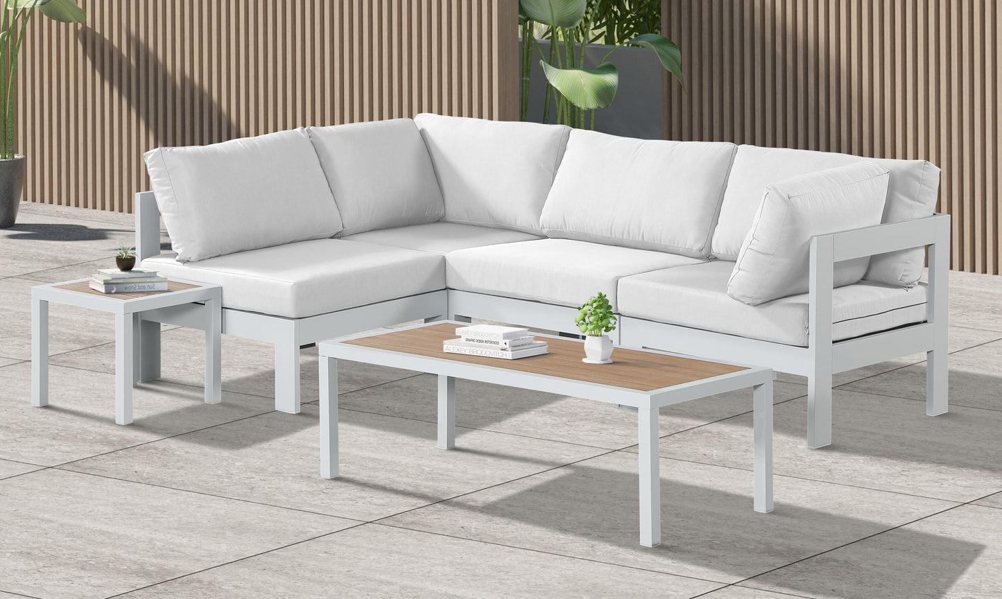 Nizuc - Outdoor Patio 4 Piece Modular Sectional With White Frame