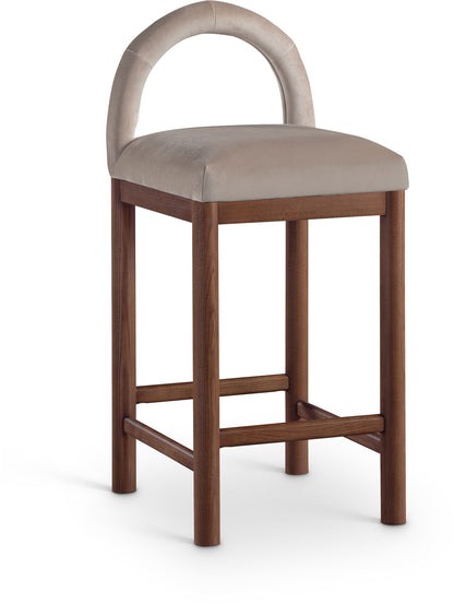Conrad - Velvet Counter Stool With Brown Legs