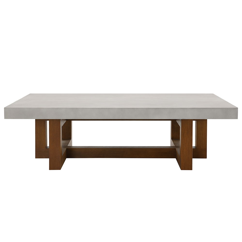 Keven - Coffee Table - Faux Concrete Top & Walnut