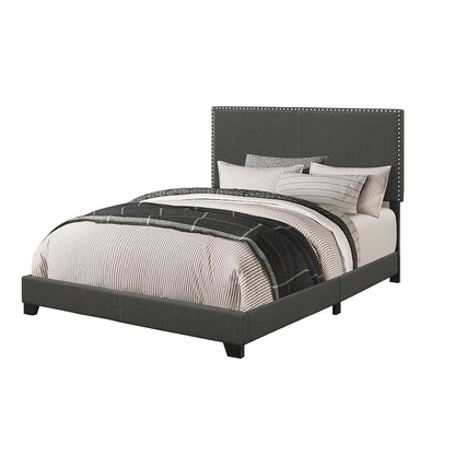 Queen Bed With Nailhead Trim - Charcoal