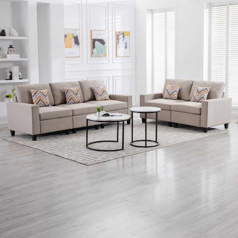 Nolan - Fabric Sofa And Loveseat Living Room With Pillows And Interchangeable Legs
