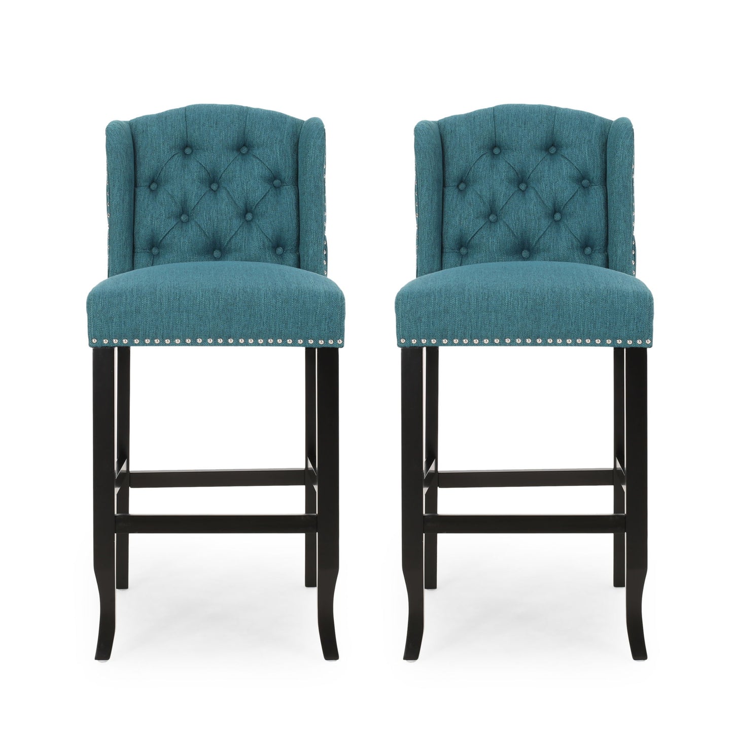 Vienna - Contemporary Fabric Tufted Wingback Counter Stools (Set of 2)