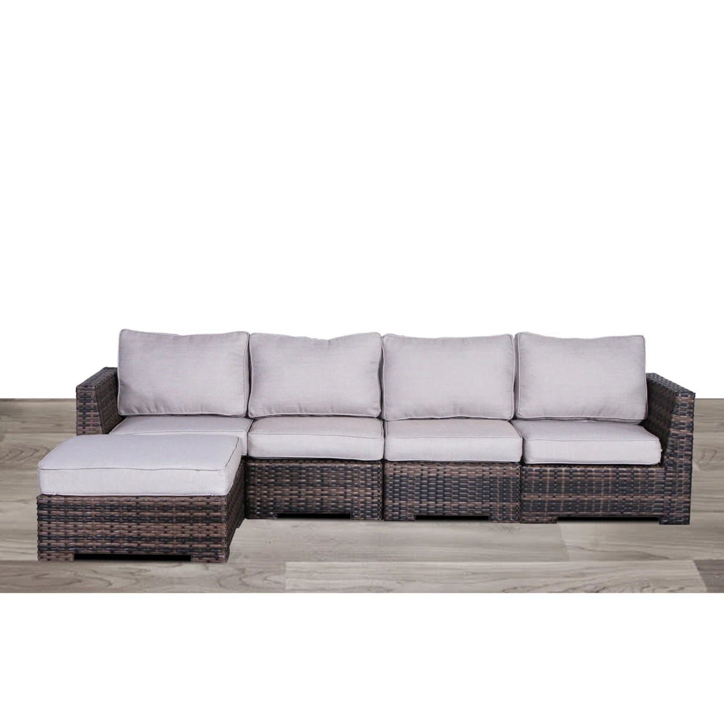 Wide Patio Sectional With Cushions - Brown