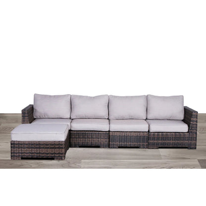 Wide Patio Sectional With Cushions - Brown