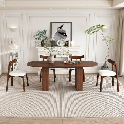 Oval Dining Table Set For 6 With 4 Chairs - Walnut