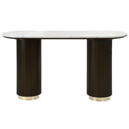 Clayten - Sofa Table - White Natural Marble Top & Espresso