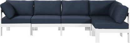 Nizuc - Outdoor Patio 5 Piece Modular Sectional With White Frame