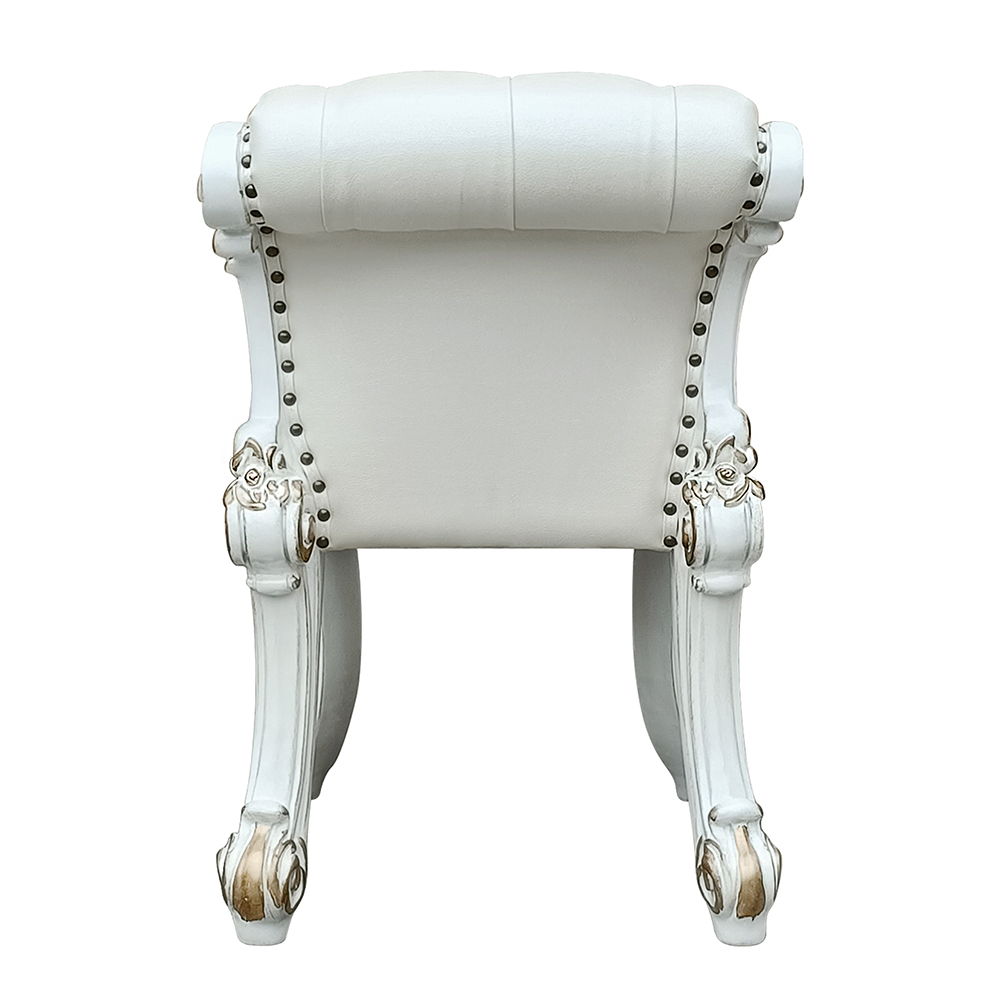Vendome - Vanity Stool - Beige Synthetic Leather & Antique Pearl
