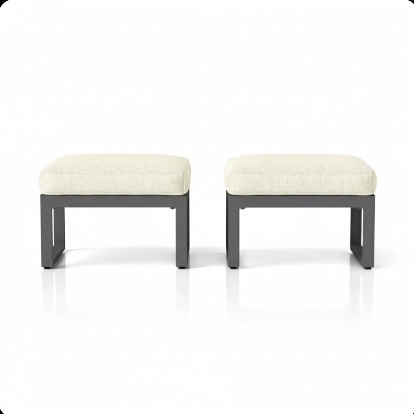 Patio All-Weather Ottomans With Thick Cushions (Set of 2)