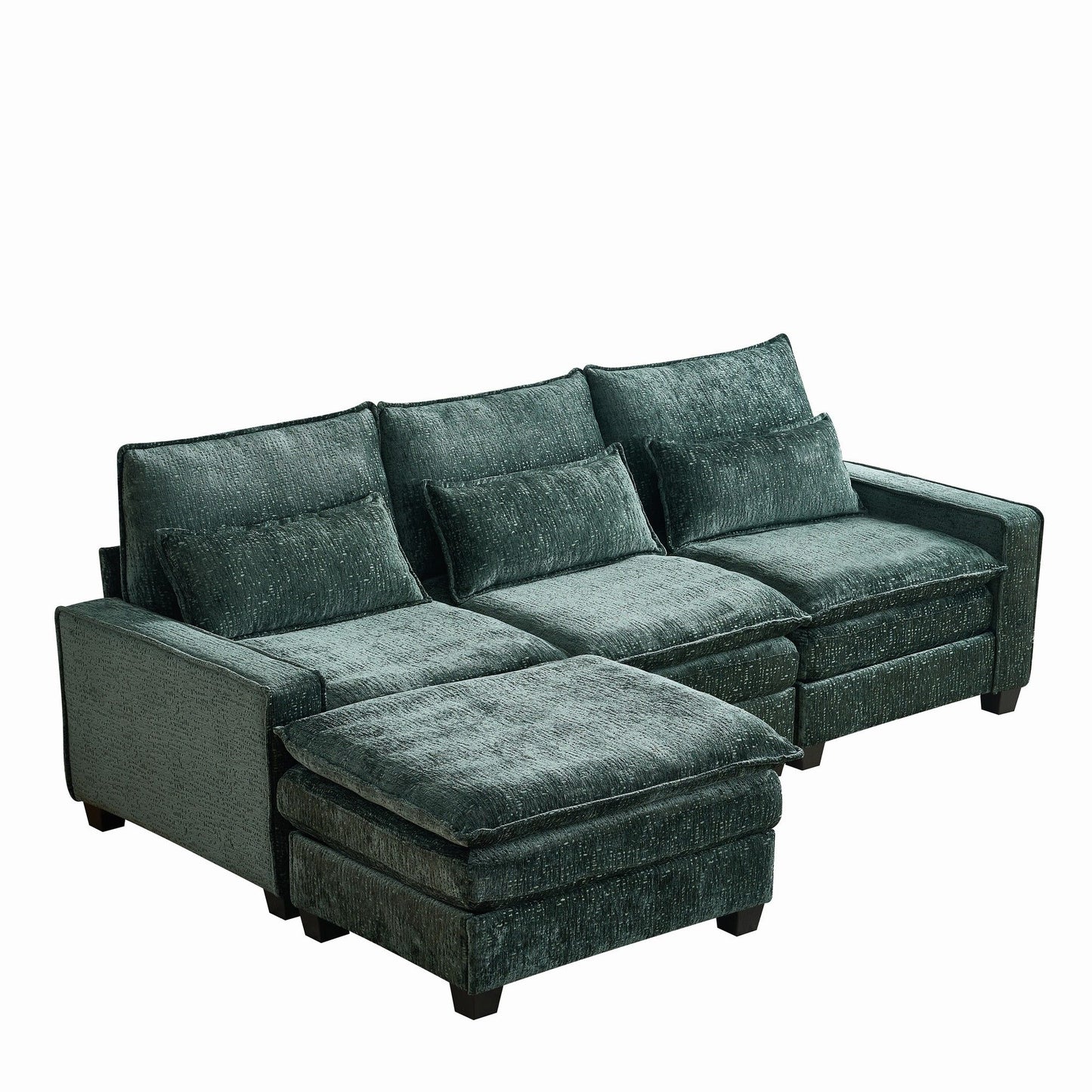 Modern Comfy L Shaped Sectional Sofa With Movable Ottoman