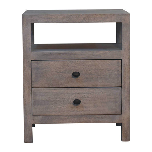 2 Drawer Open Bedside Table - Gray Ash