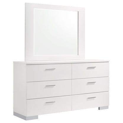 Dulcey - 6 Drawer Dresser With Mirror - Gloss White