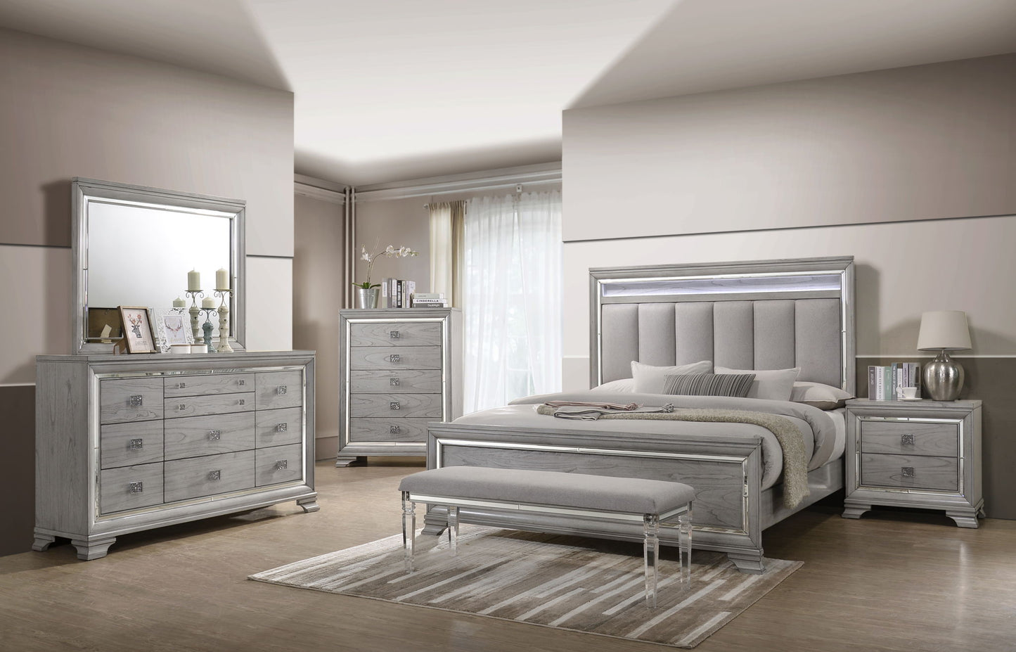 Vail - California King Upholstered Bed - Gray