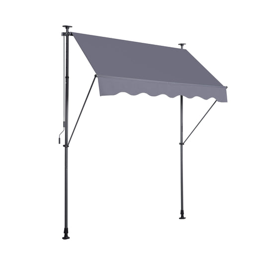 Manual Retractable Patio Awning, UV Resistant Sun Shade With No Drill Installation