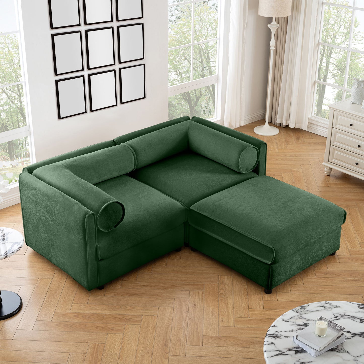 Contemporary Elegant Sofa With Storage And Ottoman