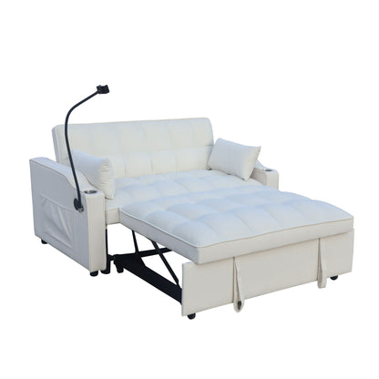 Modern Loveseat Futon Sofa With Pullout Bed, Adjustable Reclining Backrest, Toss Pillows