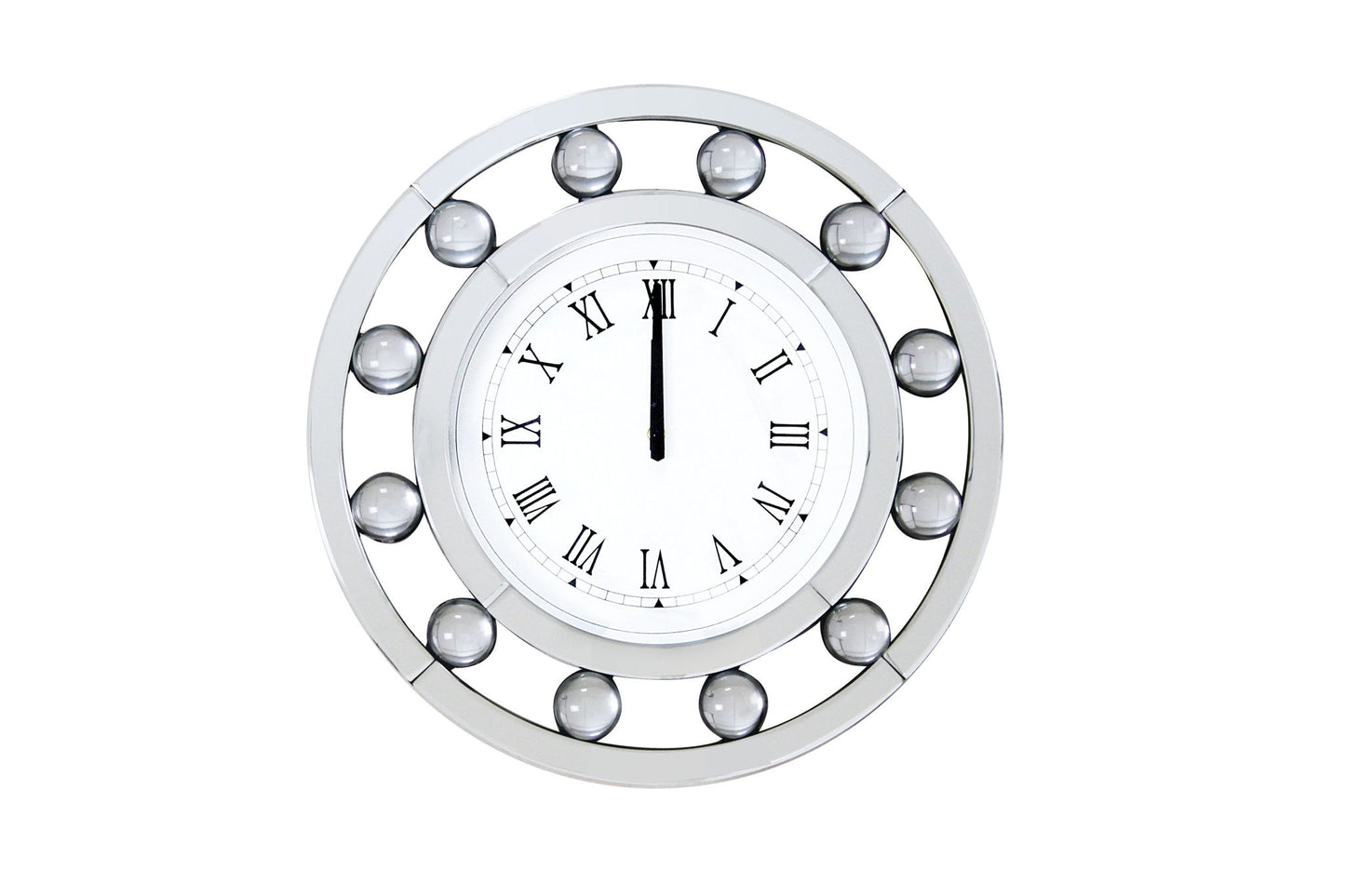 Boffa - Geometric Pattern Trim Round Wall Clock - Mirrored
