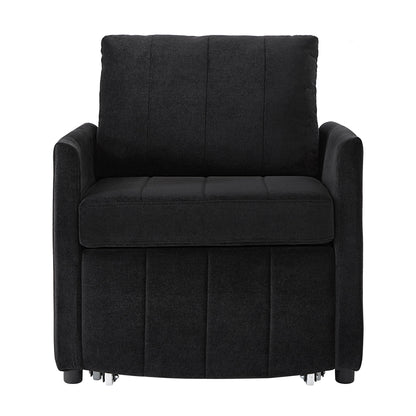 Upholstered Convertible Sleeper Sofa With 5 Position Backrest, Side Pockets, Storage