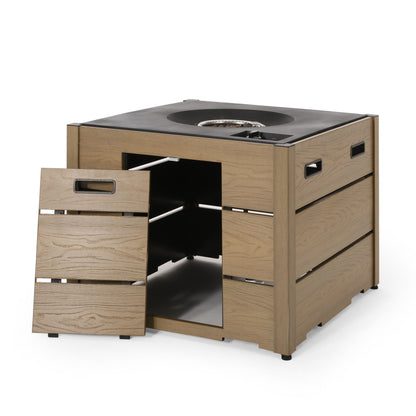 Rustic Style Outdoor Square Propane Fire Pit, 40, 000 Btu