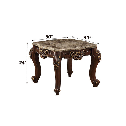 Mehadi - End Table - Marble Top & Walnut