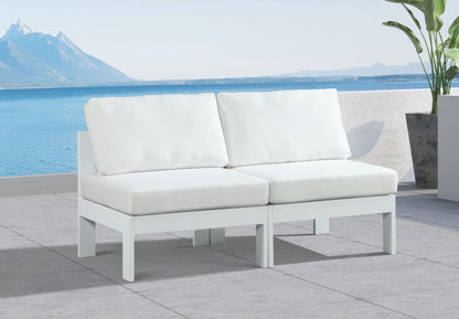 Nizuc - Outdoor Patio 2 Seat Armless Modular Sofa With White Frame
