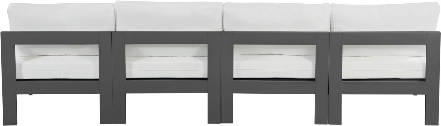Nizuc - Outdoor Patio 4 Seat Armless Modular Sofa With Gray Frame
