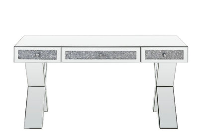 Noralie - 32" Writing Desk - Mirrored & Faux Diamonds