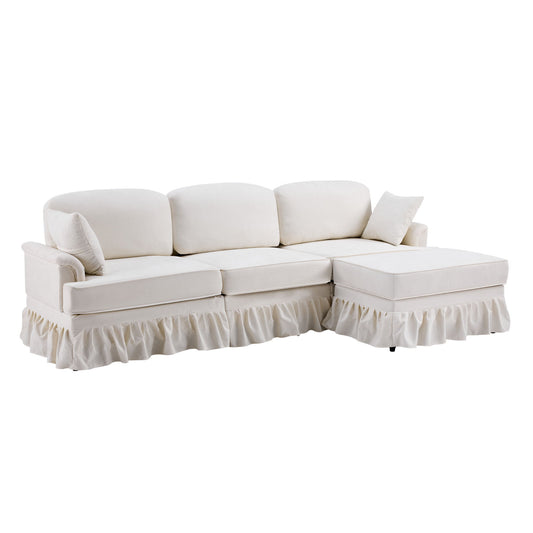 Cloud Sofa With Removable Ruffled Skirt With Ottoman And Flared Arms