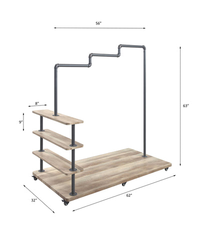 Brantley - 63" Hanger Rack - Oak & Sandy Gray