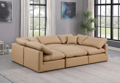 Indulge - Faux Leather 6 Piece Modular Sectional - Tan