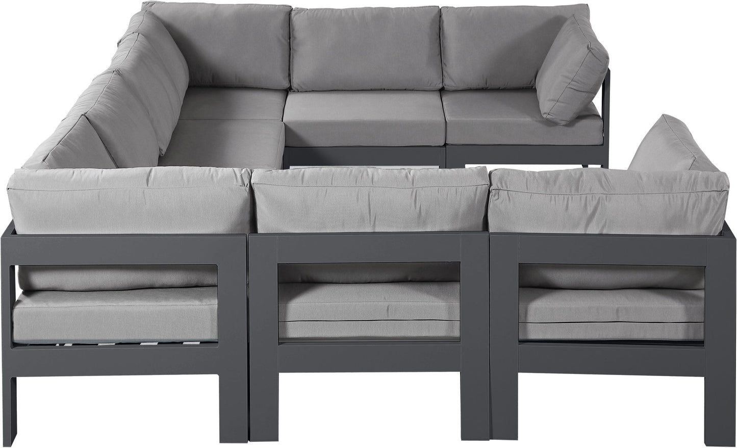 Nizuc - Outdoor Patio 8 Piece Modular Sectional With Gray Frame