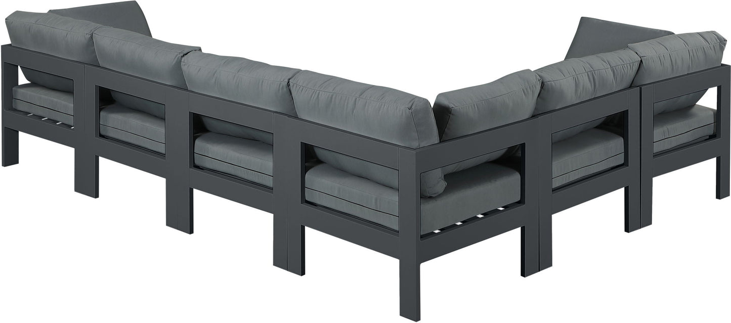Nizuc - Outdoor Patio 6 Piece Modular Sectional With Gray Frame