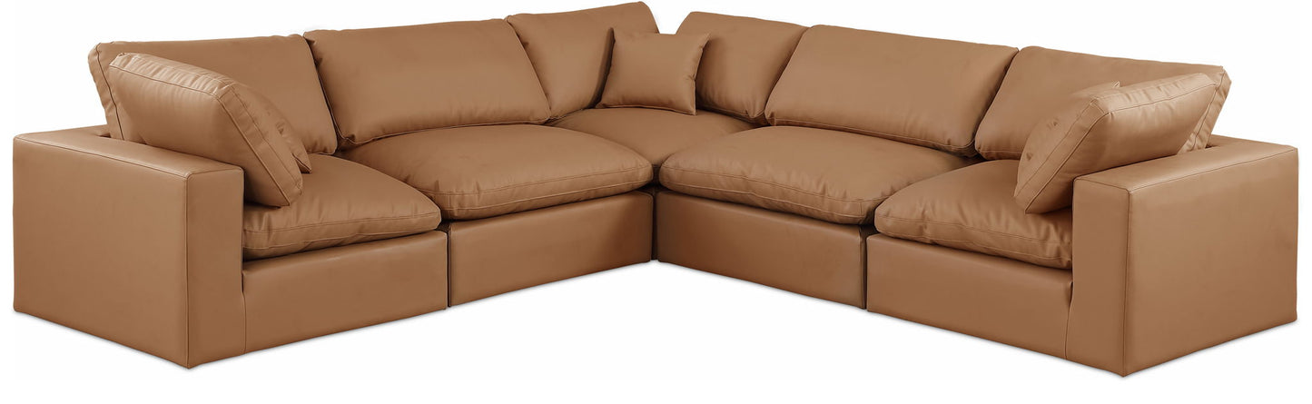 Comfy - 5 Piece Faux Leather Modular Corner Sectional