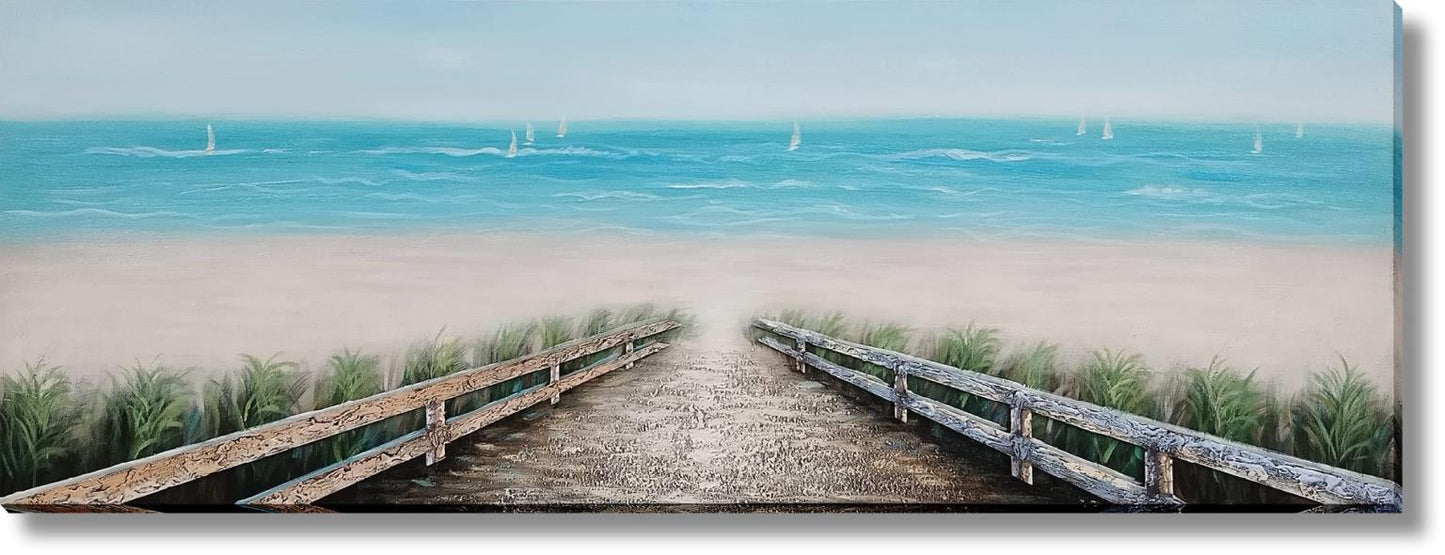 Seaside Boardwalk Serenity - 20" x 60" Framed Wall Art